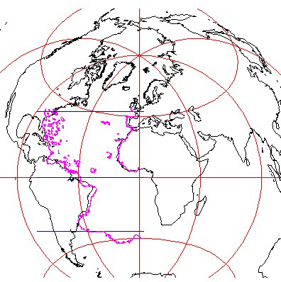 Если совместить карту Пири Рейса с реальным положением дел, сохраняя азимутальную проекцию, ее центр окажется в районе островов Зеленого мыса.